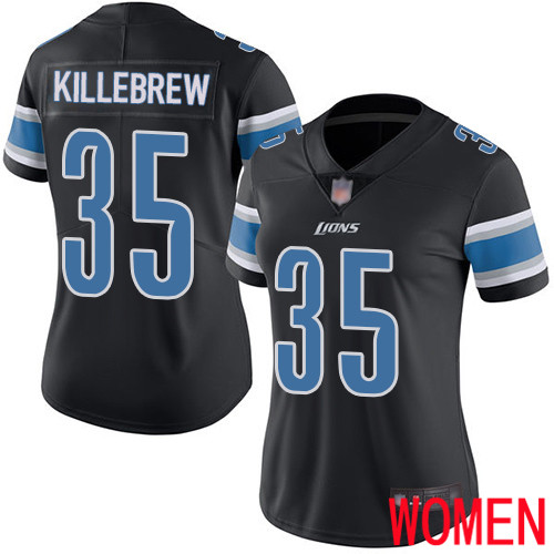 Detroit Lions Limited Black Women Miles Killebrew Jersey NFL Football #35 Rush Vapor Untouchable->women nfl jersey->Women Jersey